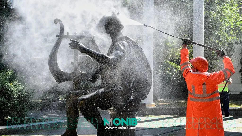 نظافت مجسمه های تاریخی با واترجت